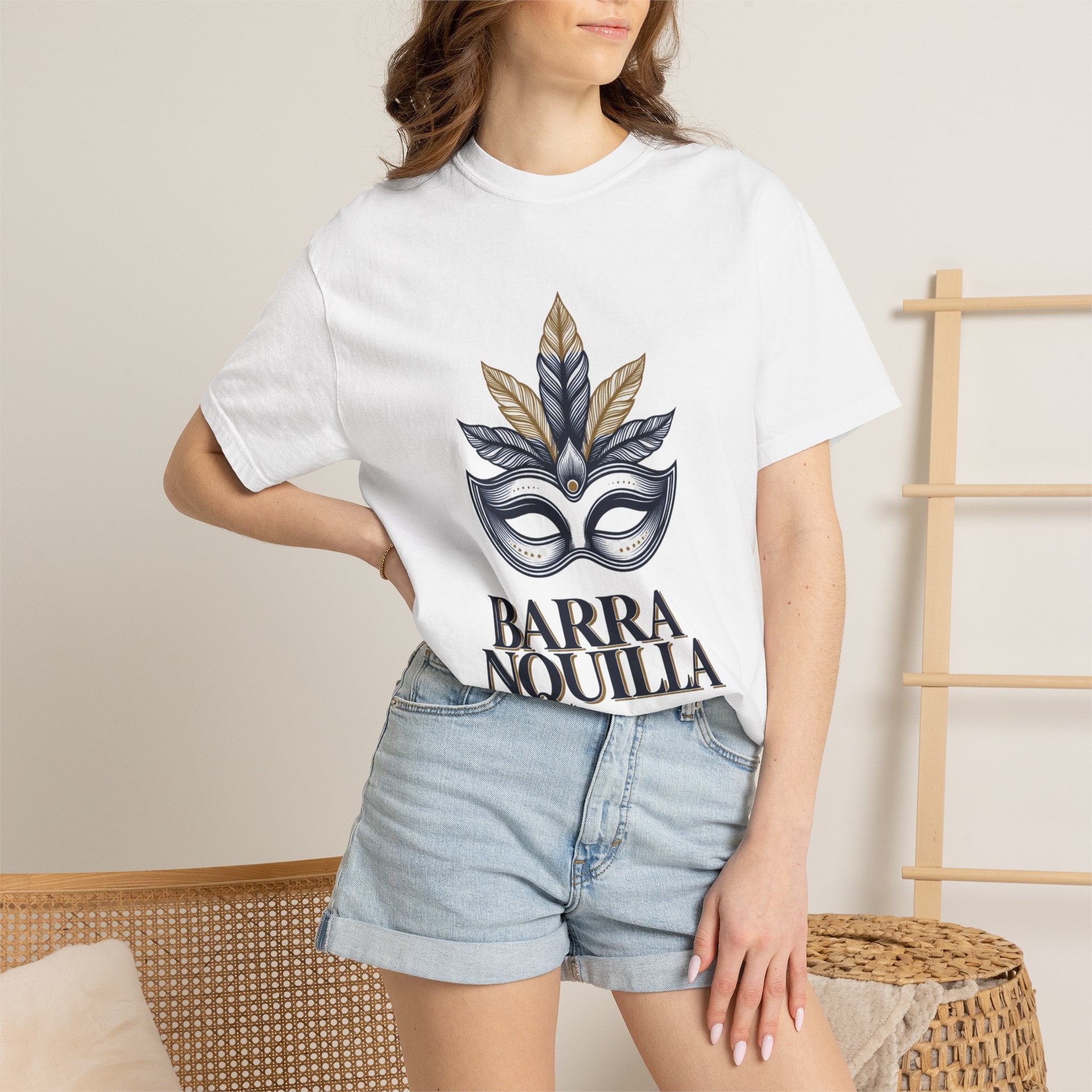 T-Shirt — Barranquilla Carnival Mask Graphic Tee ("Barranquilla - Capital Mundial del Carnaval")