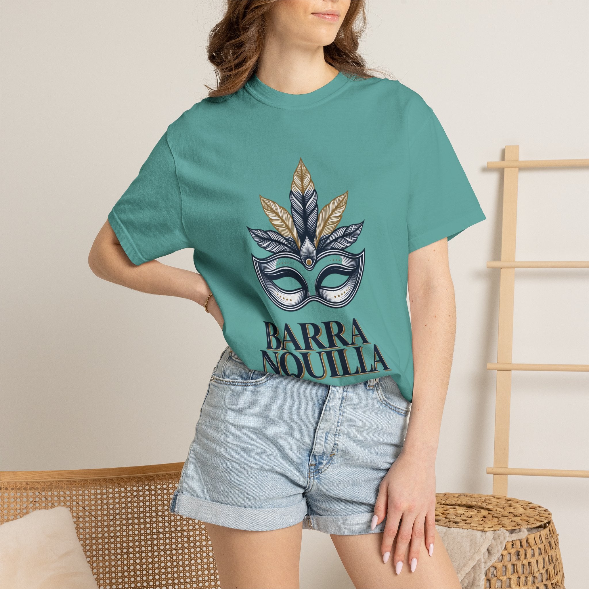 T-Shirt — Barranquilla Carnival Mask Graphic Tee ("Barranquilla - Capital Mundial del Carnaval")