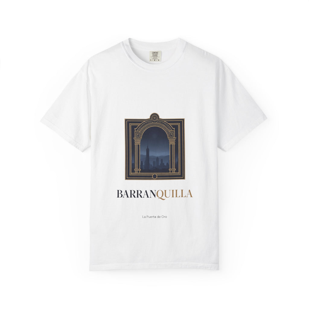 Barranquilla Architectural Window T‑Shirt — La Puerta de Oro Cityscape Tee