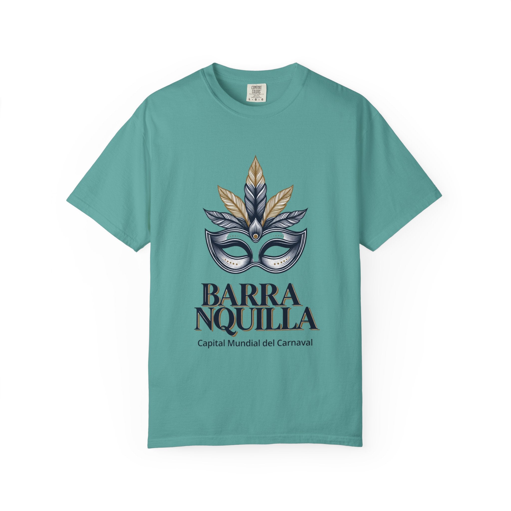 T-Shirt — Barranquilla Carnival Mask Graphic Tee ("Barranquilla - Capital Mundial del Carnaval")