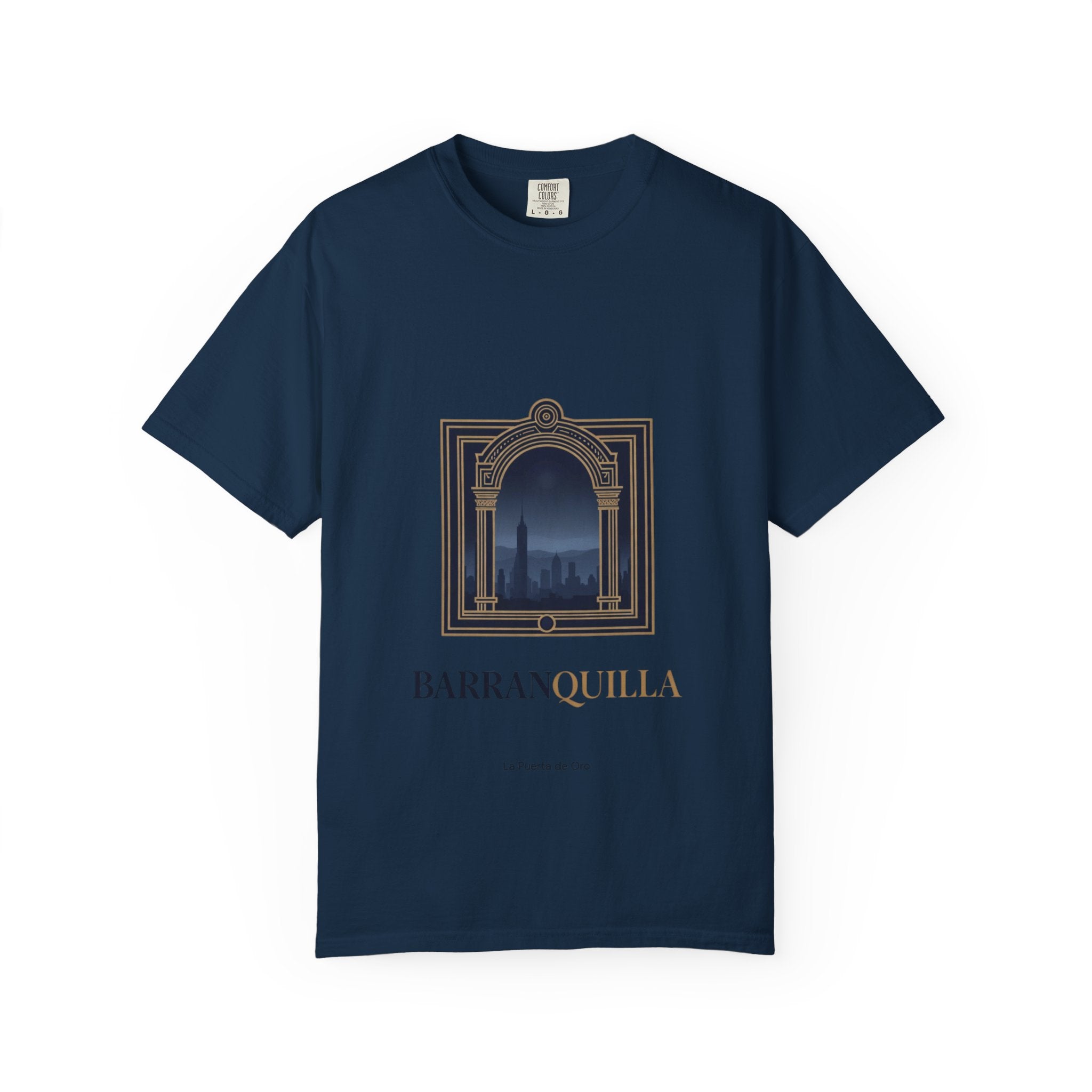 Barranquilla Architectural Window T‑Shirt — La Puerta de Oro Cityscape Tee