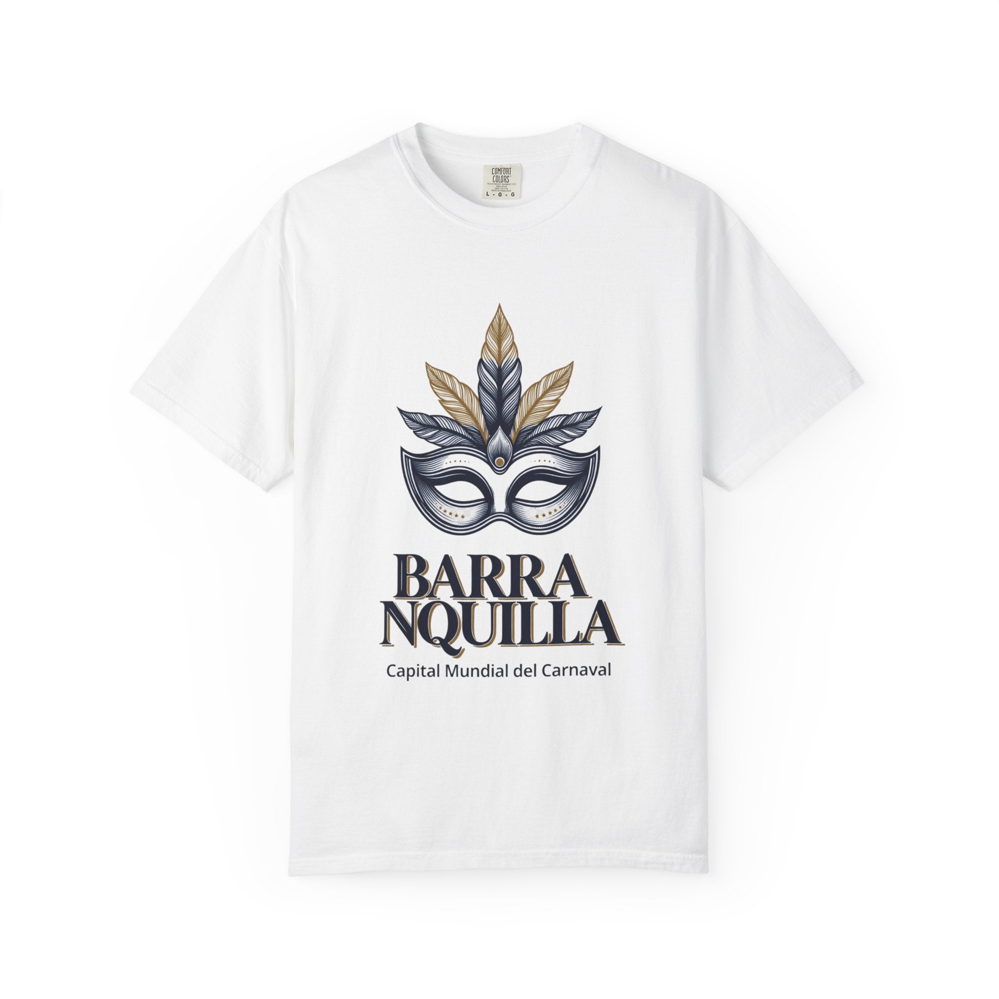 T-Shirt — Barranquilla Carnival Mask Graphic Tee ("Barranquilla - Capital Mundial del Carnaval")