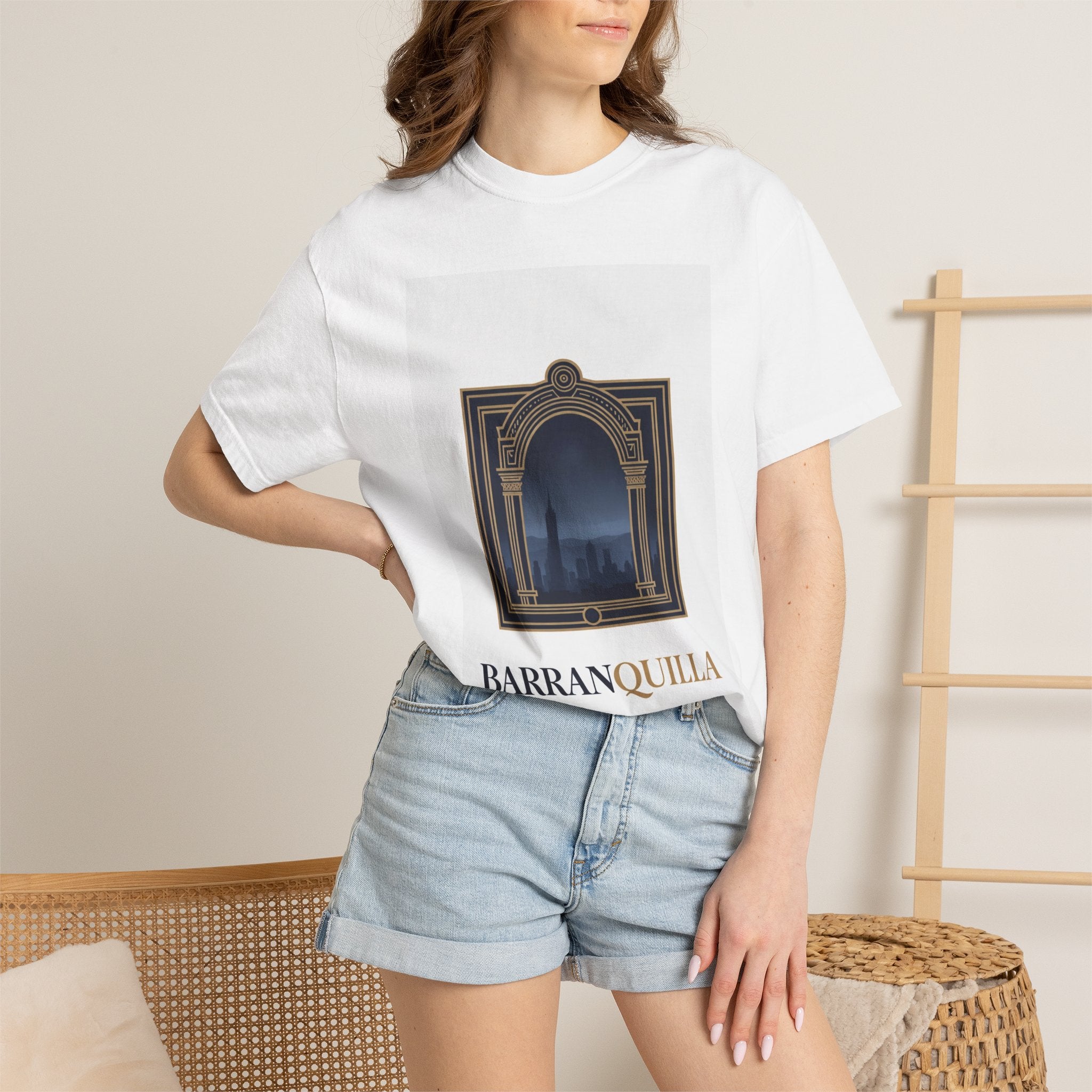 Barranquilla Architectural Window T‑Shirt — La Puerta de Oro Cityscape Tee