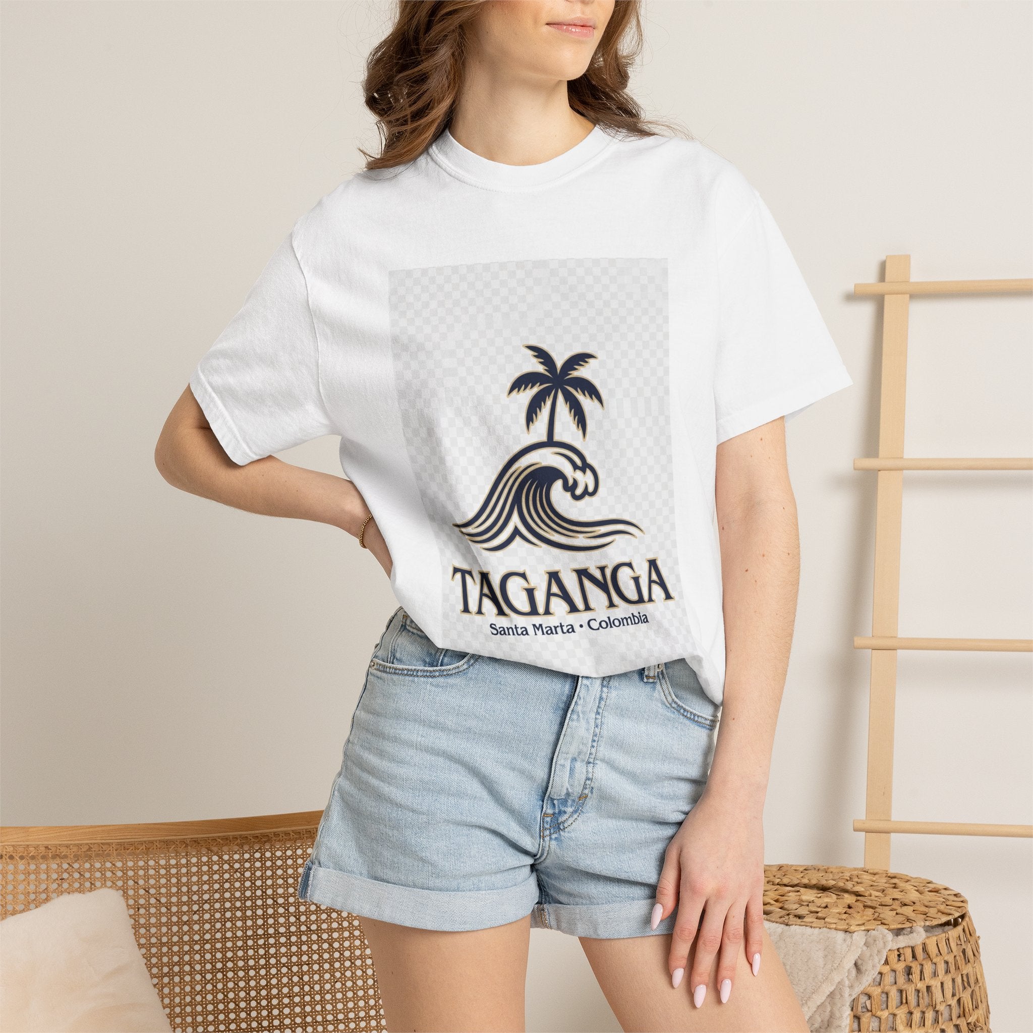 Taganga Surf Palm T‑Shirt — Santa Marta Colombia Beach Tee