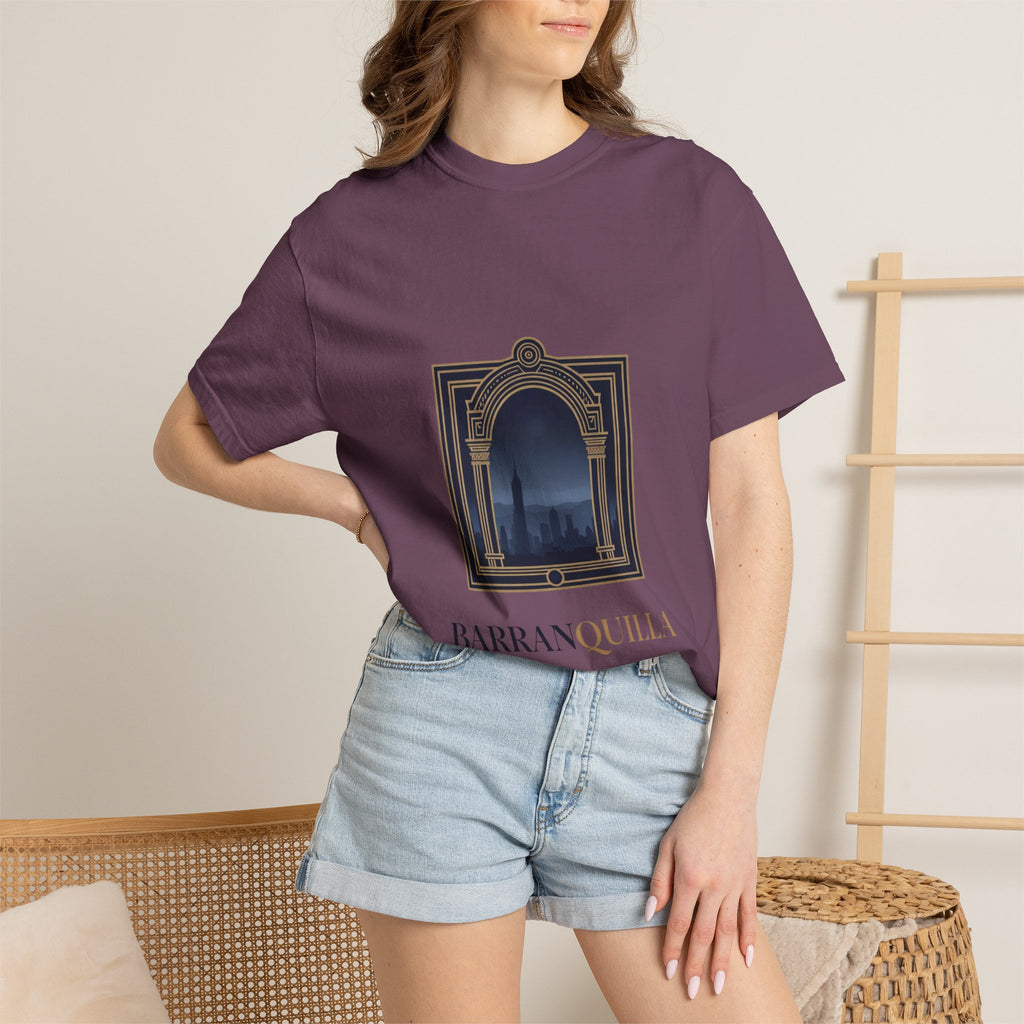 Barranquilla Architectural Window T‑Shirt — La Puerta de Oro Cityscape Tee