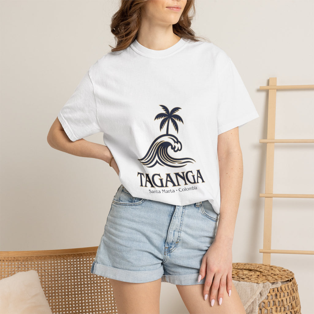 Taganga Surf Palm T‑Shirt — Santa Marta Colombia Beach Tee