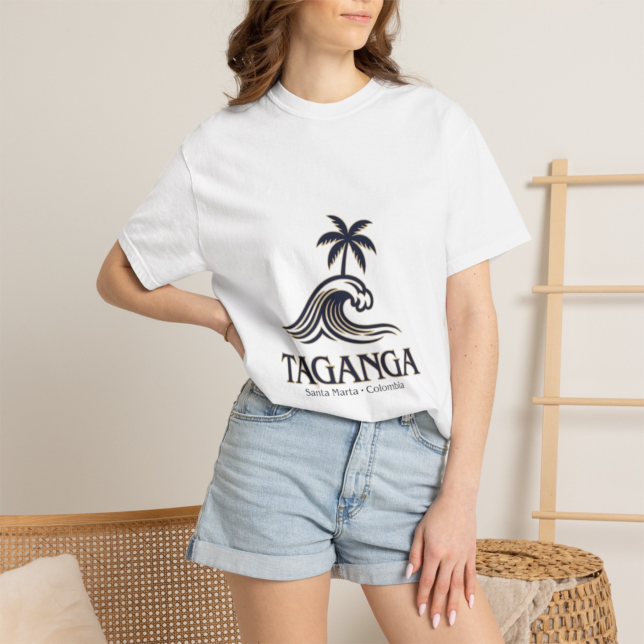 Taganga Surf Palm T‑Shirt — Santa Marta Colombia Beach Tee