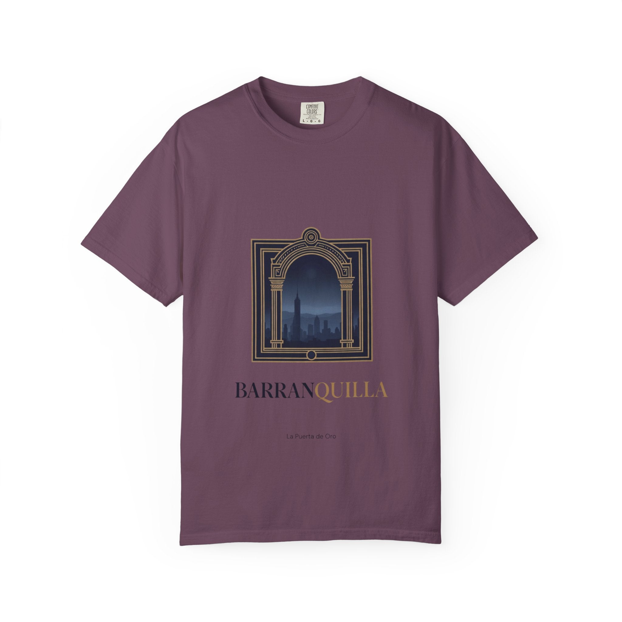Barranquilla Architectural Window T‑Shirt — La Puerta de Oro Cityscape Tee