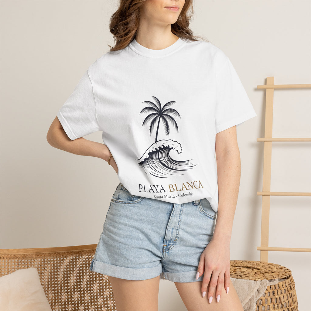 Playa Blanca Wave & Palm T-Shirt — Santa Marta, Colombia Beach Tee