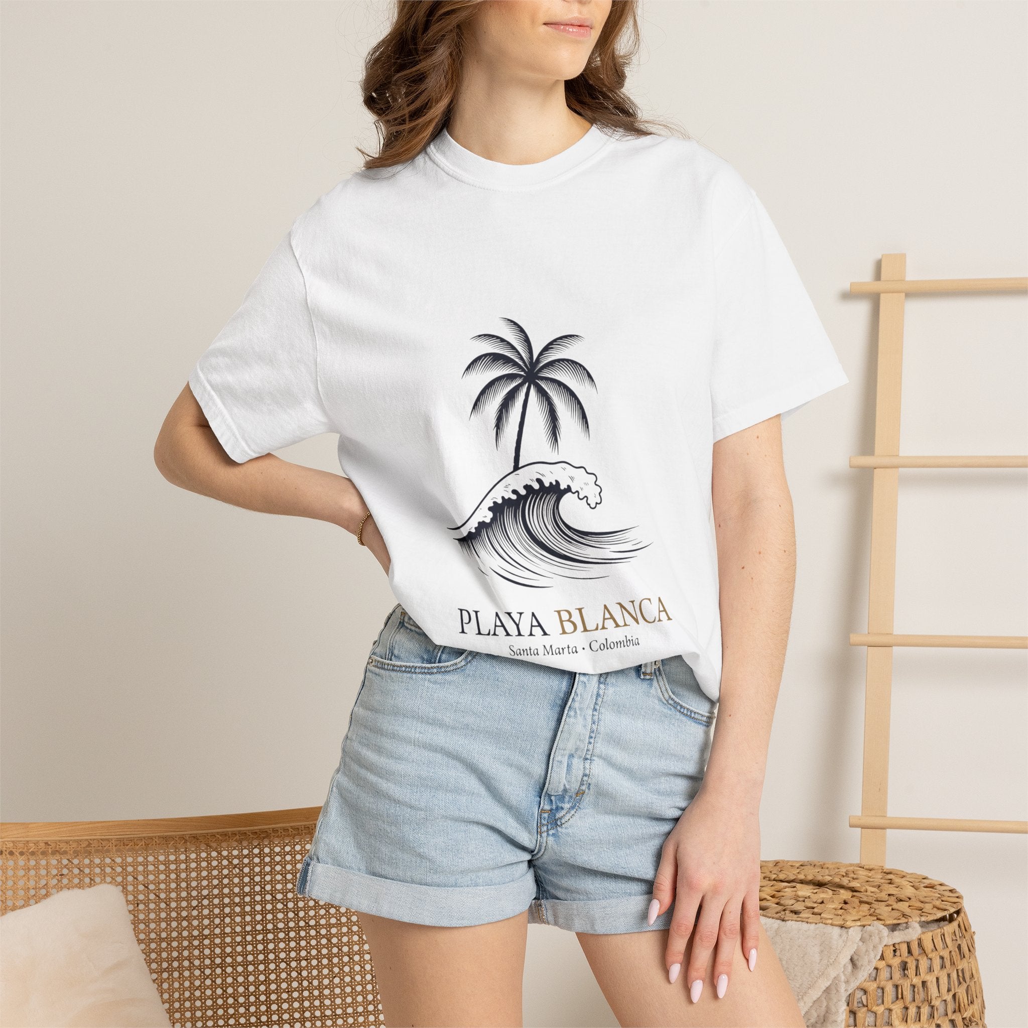 Playa Blanca Wave & Palm T-Shirt — Santa Marta, Colombia Beach Tee
